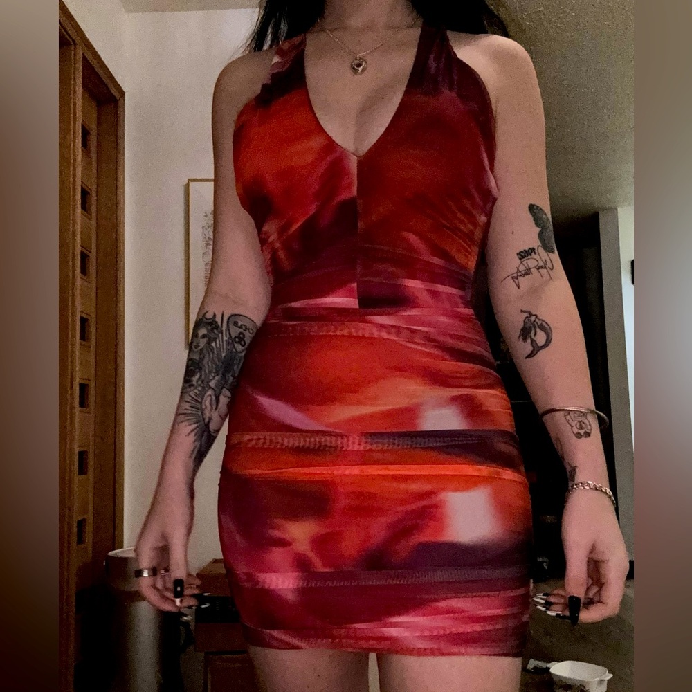 Oh Polly dress multicolored cool back
